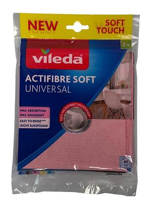 Тряпка vileda antibac мягкая универсальная из микрофибры actifibre soft touch, 2 шт