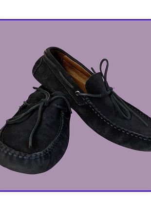 Темно сині замшеві мокасини  модель  від h&m у розмірі 40/ 25,5