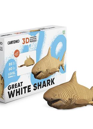 Картонный 3d пазл-конструктор "cartonic 3d puzzle sharkl" большая белая акула