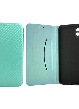 Чехол книжка для телефона samsung a12/a125 fiber на магните с функцией подставки и карманом для карт light green 4you