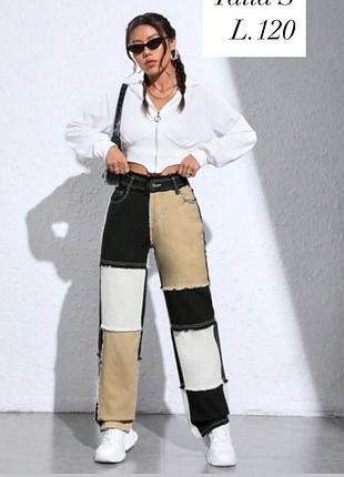 Джинси штани patchwork shein