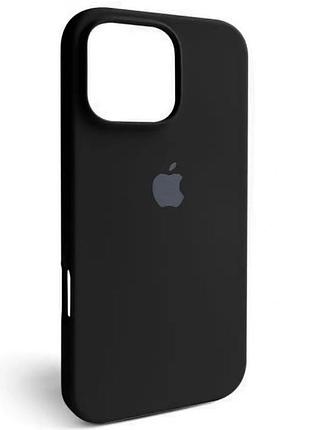 Силиконовый чехол для iphone 16 pro с закрытым низом silicone case черный black 18 (бампер)