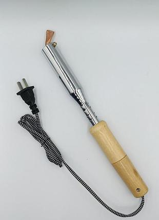 Паяльник із дерев'яною ручкою та вигнутим мідним жалом 220v 100w