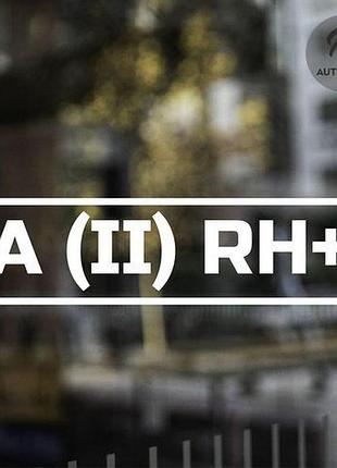 Наклейка на авто група крові a(ii) rh+ 20х6см, білий