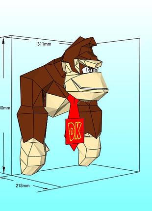 Paperkhan 3d конструктор из картона донки конг 40 см паперкрафт полигональная фигура на стену обезьяна (настенная модель)