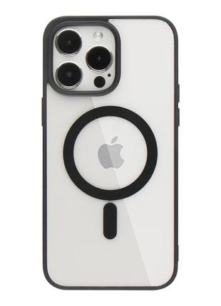 Прозрачный чехол для iphone 14 pro с magsafe color черный (tpu+pc)