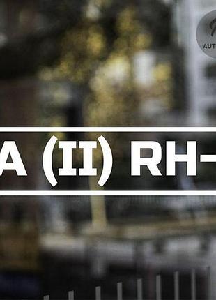 Наклейка на авто група крові a(ii) rh- 20х6см, білий