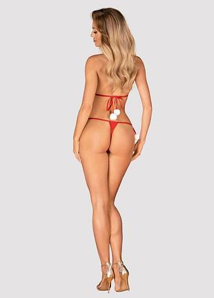 Комплект белья с помпонами obsessive bobble girl, красный 2