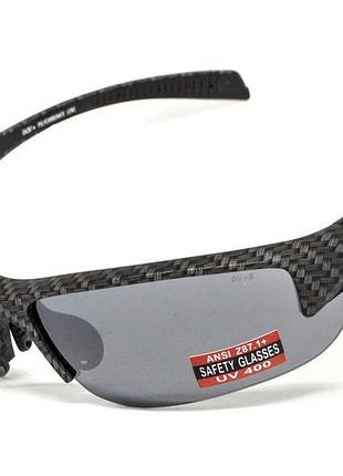 Очки защитные global vision hercules-7 carbon (flash mirror), зеркальные серые в графитовой оправе 2