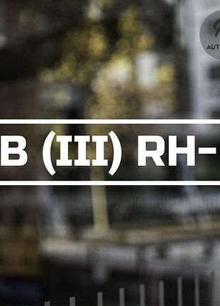 Наклейка на авто група крові в(iii) rh- 30х9см, білий