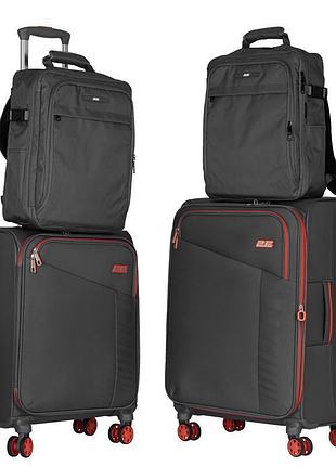 Набір валіз 2e trek (m+s) tsa 4 колеса та 2 рюкзаки cabin (2e-bpet-cabin-gr) поліестр сірий