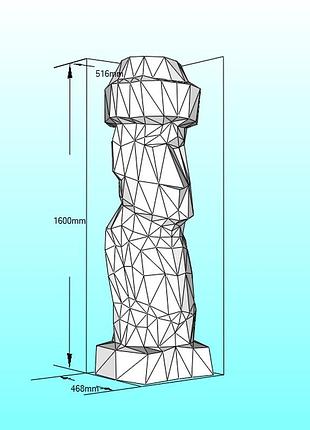 Paperkhan 3d конструктор з картону статуя моаї в капелюсі ростова полігональна скульптура інтер'єрна лоу-полі 1.6 м + подарунок