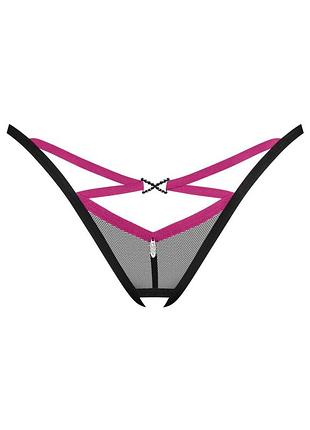 Трусики obsessive novenes crotchless thong чорний xs/s (sx0622) 3