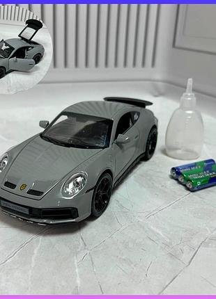 Дитяча інерційна машинка porsche 911 tx 51466 з підсвіткою і звуком сірій