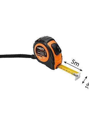 Рулетка neo tools, 5мx19мм, з фіксатором змотування 10