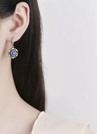 Серьги серебряные с кианитом 5