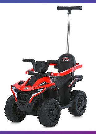 Детская каталка-толокар электромобиль bambi m 6123 с родительской ручкой 2 в 1 красный