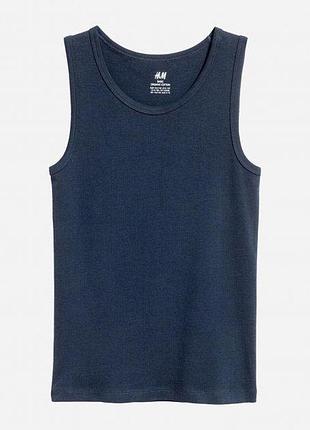 Майка натільна бавовняна трикотажна для хлопчика h&m 0200761-027 122-128 см (6-8 years) темно-синій