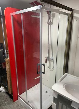 Душевая кабина sanstar 80×80×190 см, квадратная, прозрачное стекло, матовый профиль, дверь 5 мм, стенки 6 мм