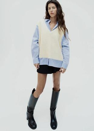 Комбінований топ,жилет із сорочкою,zara,крій оверсайз,новий