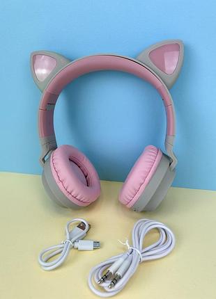 Беспроводные наушники с ушками и подсветкой hoco w27, gray