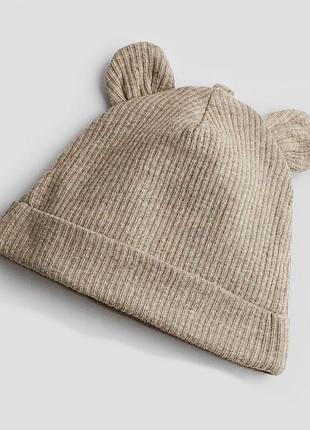 Шапка с ушками для мальчика h&m 1255007-001 обхват 41 (56 см) бежевый
