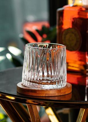Стакан для виски dof 300 мл jiga rotating rocks glass с бамбуковой подставкой hp1601