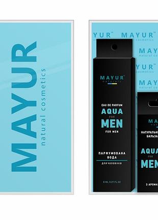 8.1 подарочный мужской набор для тела и лица натуральный "aqua for man" (духи, бальзам для губ) tm mayur
