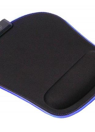 Коврик для мышки maxxter mmp-ledpad-bk эргономичной, прорезиненный, с rgb-подсветкой