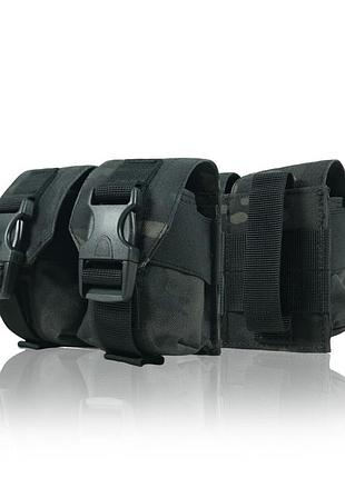 Подсумок под 2 гранаты kiborg gu double mag pouch (черный мультикам)