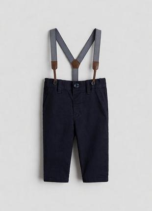 Брюки с подтяжками для мальчика h&m 1300073-001 092 см (18-24 months) темно-синий