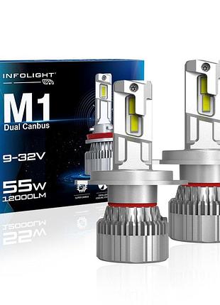 Infolight комплект светодиодных ламп infolight m1 dual canbus h4 55w