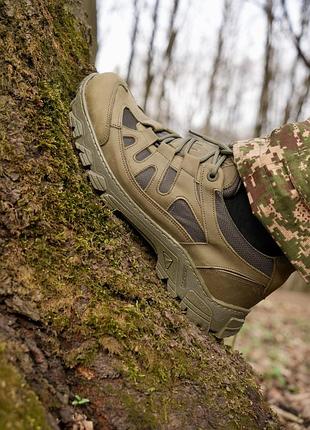 Тактические кроссовки крейзи олива - кожа с cordura, демисезон, undolini