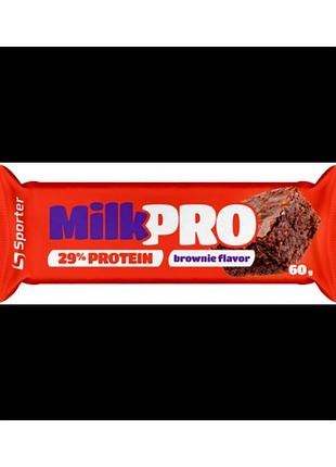 Протеїновий батончик sporter milk pro 29% протеїну 60 г шоколадний брауні (324411993)