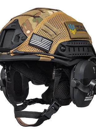 Шлем fast team wendy helmet nij iiia + наушники walkers razor slim + чебурашки + кавер (размер l)