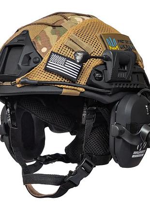 Шлем fast team wendy helmet nij iiia + наушники walkers razor slim + чебурашки + фонарик + кавер (xl)