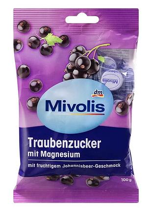 Декстрозные сладости mivolis с магнием (без сахара) со вкусом смородины 100г, от dm