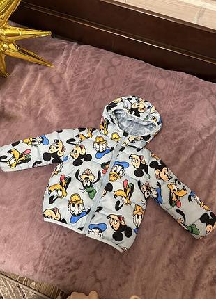 Дитяча коротка курточка на змійці з капюшоном, демісезон, принт mickey mause sinsay disney розмір 86