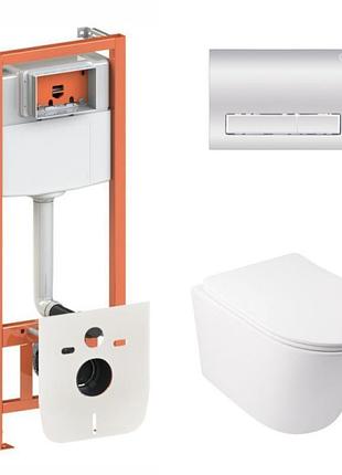 Комплект: qtap swan ultra quiet унитаз подвесной qt16335179w + nest комплект инсталляции 4в1 (линейная клавиша