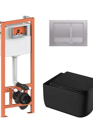 Комплект: qtap gemini ultra quiet унитаз подвесной qt2533076euqmb+nest комплект инсталляции 4в1 (клавиша