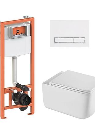 Комплект: qtap gemini ultra quiet унитаз подвесной qt2533076euqw + nest комплект инсталляции 4в1 (клавиша