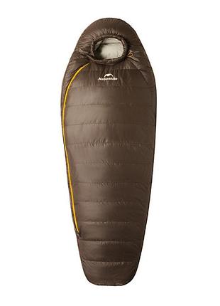Спальный мешок с натуральным пухом naturehike snowbird cnk2550ws014 400г m темно-коричневый