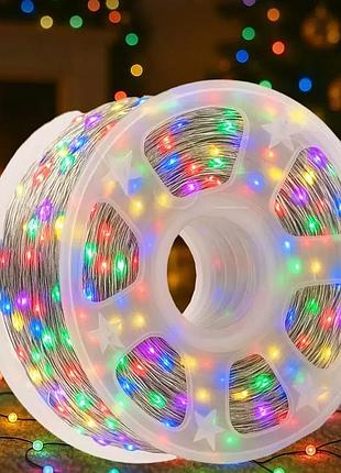 Гирлянда светодиодная роса 50м 500 led от сети на прозрачной проволоке + пульт ду (белый, золотой, синий, мульти)