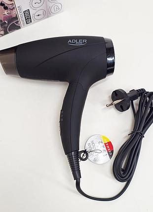 Фен для волосся від мережі adler ad 2266 1400вт, хороший фен для дому волосся з дифузором fe-17