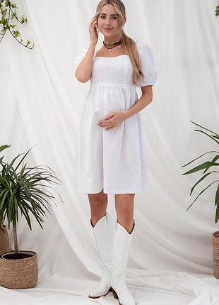 Літня біла сукня для вагітних і годуючих з жатої бавовни, l
