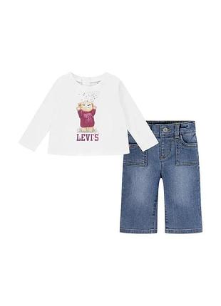 Комплект 2в1 levi's для девочки: лонгслив и джинсы бело-синий (986 set pvu white (68 (6m))