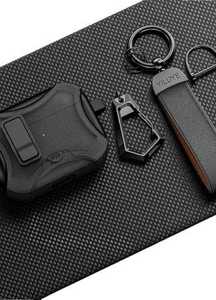 Чохол yiluye для airpods pro 3 з карабіном, клямкою та підставкою, чорний з матовим сірим