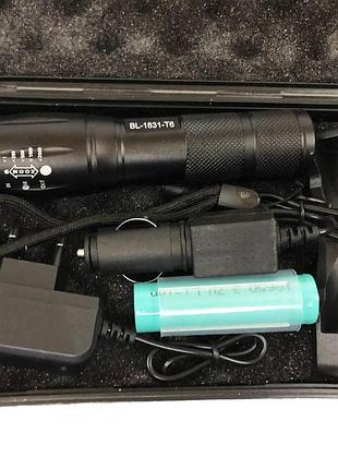 Лед фонарь переносной bl-1831 t6 police zoom, качественный фонарик, тактический bs-868 фонарь police