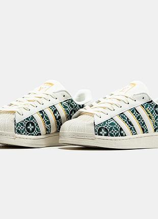Кросівки adidas superstar x louis vuitton beige green повсякденні