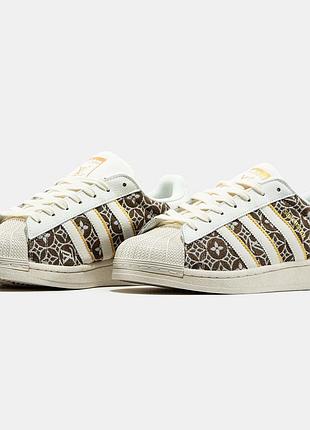 Кроссовки adidas superstar x louis vuitton beige brown повседневные